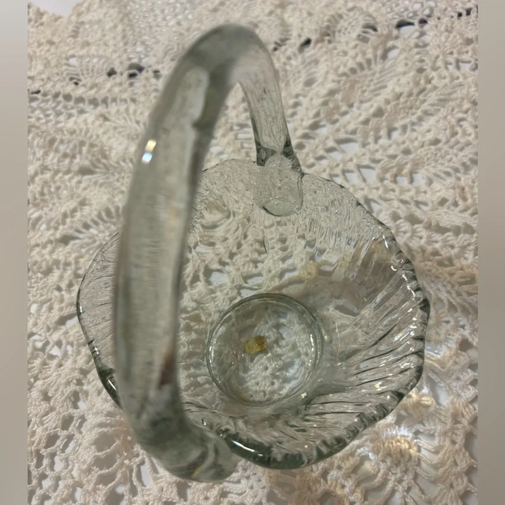 Vintage Blown Glass Basket Made in Mexico